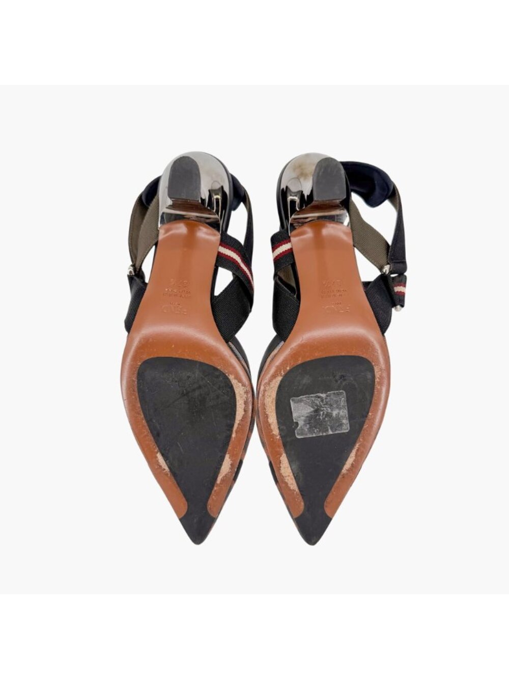 Fendi Colibri FF Mesh Slingback Pumps Heels Brown Zucca Size 37.5 US 7.5 Women’s - Picture 12 of 14